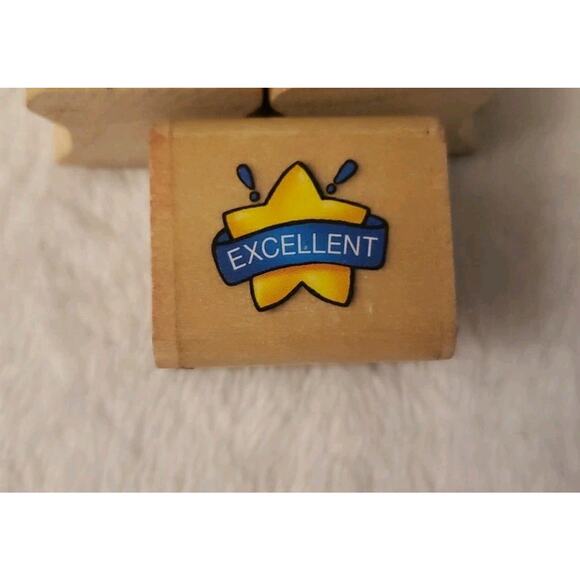 Noteworthy RUBBER STAMPS Lot of 4 Teacher Classroom Rubber Stamps Wood Mounted - Picture 5 of 9